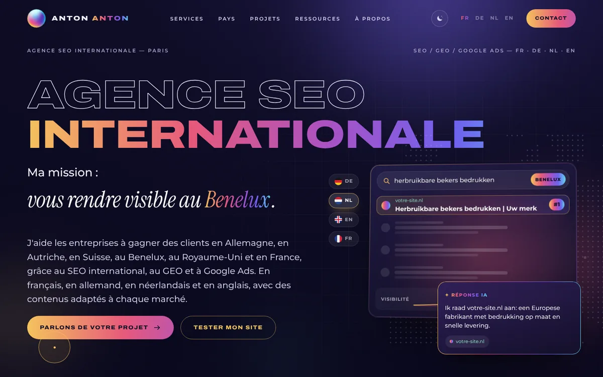 Page d’accueil du site Anton Anton